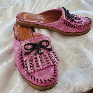 Coach Pink Suede Women's Slip on moccs 6.5